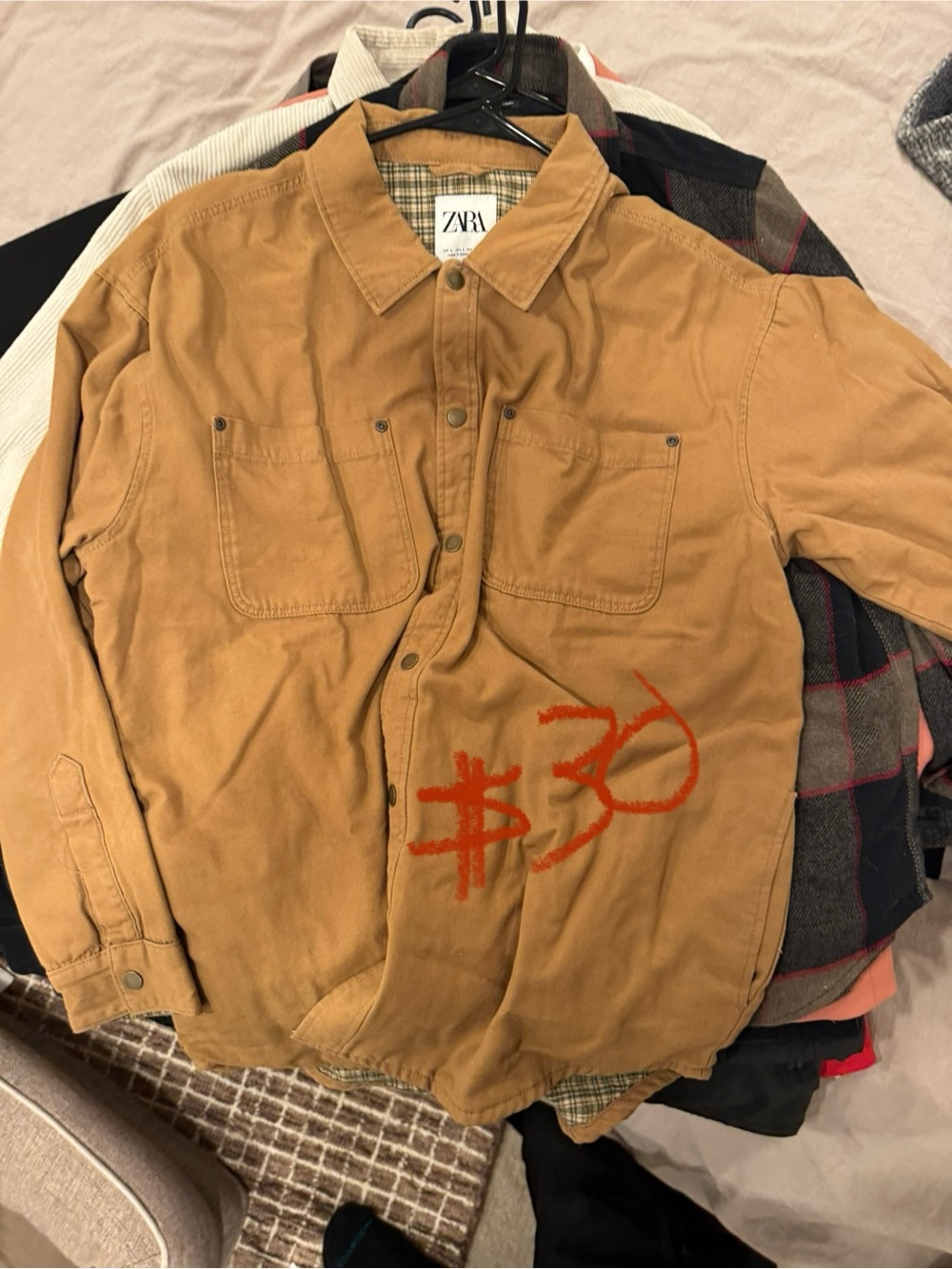 ZARA Caramel Brown Lightweight Shirt Jacket